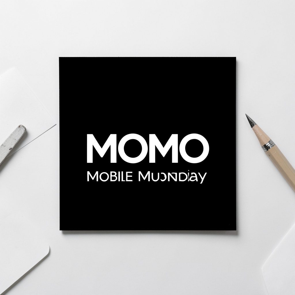 Logotipo de Mobile Monday Buenos Aires, isotipo cuadrado con la palabra MOMO en blanco sobre fondo negro.