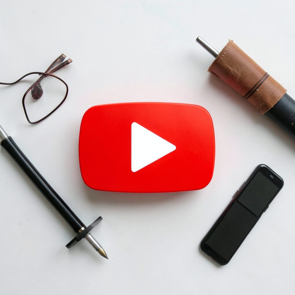 Logo de YouTube en rojo sobre fondo blanco